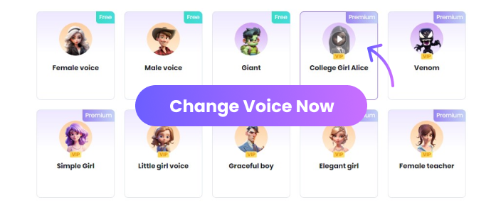 Select the voice filter and click the button 'Change Voice Now'.